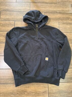 Carhartt Rain Defender Quarter Zip Hoodie Men's Heavyweight Loose Fit Size L